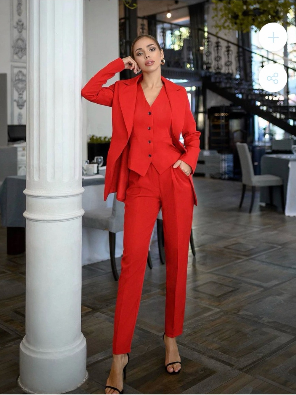 NWT ELAGIA Red 3-Piece Power Suit Set XS